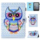 For Amazon Kindle Youth Version 2022 Colored Drawing Stitching Smart Leather Tablet Case(Colored Owl) - 1