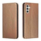 For Samsung Galaxy A34 Carbon Fiber Texture Flip Holder Leather Phone Case(Brown) - 1