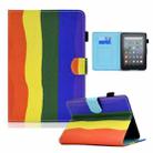 For Amazon Kindle Youth Version 2022 Colored Drawing Stitching Smart Leather Tablet Case(Rainbow) - 1