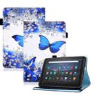 For Amazon Kindle Youth Version 2022 Colored Drawing Stitching Elastic Band Smart Leather Tablet Case(Butterfly) - 1