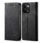 For OPPO Reno9 Denim Texture Leather Phone Case(Black) - 1