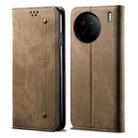 For vivo X90 Pro Denim Texture Leather Phone Case(Khaki) - 1