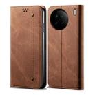 For vivo X90 Pro Denim Texture Leather Phone Case(Brown) - 1