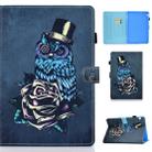 For Huawei MediaPad T5 Horizontal TPU Painted Flat Feather Case Anti-skid strip with Pen Cover & Card Slot & Holder(Owl) - 1