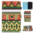 For Kindle Fire HD7 Horizontal TPU Painted Flat Feather Case Anti-skid strip with Pen Cover & Card Slot & Holder(Folk-custom) - 1