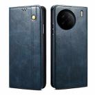 For vivo X90 Pro Oil Wax Crazy Horse Texture Leather Phone Case(Blue) - 1
