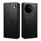 For vivo X90 Pro Oil Wax Crazy Horse Texture Leather Phone Case(Black) - 1