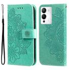 For Infinix Note 12 / G96 7-petal Flowers Embossing Leather Phone Case(Green) - 1