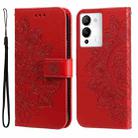 For Infinix Note 12 / G96 7-petal Flowers Embossing Leather Phone Case(Red) - 1