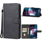 For Motorola Moto Edge+ 2023 Leather Phone Case(Black) - 1