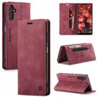 For Samsung Galaxy A14 5G AutSpace A01 Retro Skin-feel Crazy Horse Texture Horizontal Flip Leather Case(Wine Red) - 1