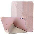 For iPad 10th Gen 10.9 2022 Silk Texture Horizontal Deformation Flip Tablet Leather Case with Holder(Rose Gold) - 1