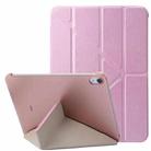 For iPad 10th Gen 10.9 2022 Silk Texture Horizontal Deformation Flip Tablet Leather Case with Holder(Pink) - 1