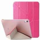 For iPad 10th Gen 10.9 2022 Silk Texture Horizontal Deformation Flip Tablet Leather Case with Holder(Rose Red) - 1