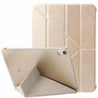 For iPad 10th Gen 10.9 2022 Silk Texture Horizontal Deformation Flip Tablet Leather Case with Holder(Gold) - 1