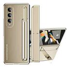 For Samsung Galaxy Z Fold4 2 in 1 Detachable PC Folding Phone Case with Holder & Pen Slot(Gold) - 1