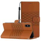 For iPhone X / XS Diamond Embossed Skin Feel Leather Phone Case with Lanyard(Brown) - 1