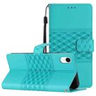 For iPhone XR Diamond Embossed Skin Feel Leather Phone Case with Lanyard(Blue) - 1
