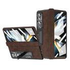 For Samsung Galaxy Z Fold4 Napa Pattern All-inclusive Magnetic Phone Case(Coffee) - 1