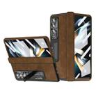 For Samsung Galaxy Z Fold4 Napa Pattern All-inclusive Magnetic Phone Case(Brown) - 1