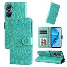 For Infinix Hot 20 4G Embossed Sunflower Leather Phone Case(Green) - 1