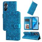 For Infinix Hot 20 4G Embossed Sunflower Leather Phone Case(Blue) - 1