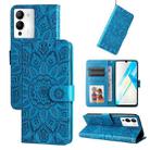 For Infinix Note 12 / G96 Embossed Sunflower Leather Phone Case(Blue) - 1