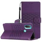 For Motorola Moto E20 / E30 / E40 Diamond Embossed Skin Feel Leather Phone Case with Lanyard(Purple) - 1