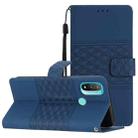 For Motorola Moto E20 / E30 / E40 Diamond Embossed Skin Feel Leather Phone Case with Lanyard(Dark Blue) - 1