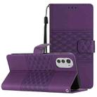 For Motorola Moto E32 Diamond Embossed Skin Feel Leather Phone Case with Lanyard(Purple) - 1