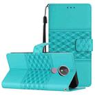 For Motorola Moto G7 Power Diamond Embossed Skin Feel Leather Phone Case with Lanyard(Blue) - 1