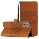 For Motorola Moto G10 / G20 / G30 Diamond Embossed Skin Feel Leather Phone Case with Lanyard(Brown) - 1