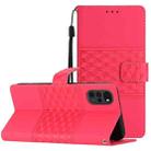 For Motorola Moto G22 Diamond Embossed Skin Feel Leather Phone Case with Lanyard(Red) - 1