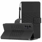 For Motorola Moto G22 Diamond Embossed Skin Feel Leather Phone Case with Lanyard(Black) - 1