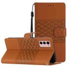 For Motorola Moto G42 Diamond Embossed Skin Feel Leather Phone Case with Lanyard(Brown) - 1