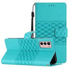 For Motorola Moto G42 Diamond Embossed Skin Feel Leather Phone Case with Lanyard(Blue) - 1