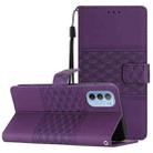 For Motorola Moto G52 Diamond Embossed Skin Feel Leather Phone Case with Lanyard(Purple) - 1