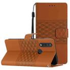 For Motorola Moto One Action Diamond Embossed Skin Feel Leather Phone Case with Lanyard(Brown) - 1