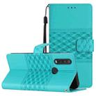 For Motorola Moto One Action Diamond Embossed Skin Feel Leather Phone Case with Lanyard(Blue) - 1