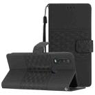 For Motorola Moto One Action Diamond Embossed Skin Feel Leather Phone Case with Lanyard(Black) - 1