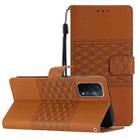 For OPPO A74 / A54 / A93 Diamond Embossed Skin Feel Leather Phone Case with Lanyard(Brown) - 1