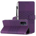 For OPPO A74 / A54 / A93 Diamond Embossed Skin Feel Leather Phone Case with Lanyard(Purple) - 1