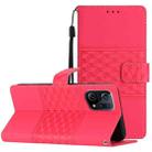 For OPPO Find X5 Diamond Embossed Skin Feel Leather Phone Case with Lanyard(Red) - 1