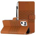 For OPPO Find X5 Pro Diamond Embossed Skin Feel Leather Phone Case with Lanyard(Brown) - 1