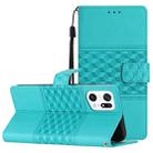 For OPPO Find X5 Pro Diamond Embossed Skin Feel Leather Phone Case with Lanyard(Blue) - 1