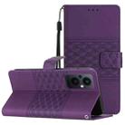 For OPPO Reno8 Lite 5G Diamond Embossed Skin Feel Leather Phone Case with Lanyard(Purple) - 1