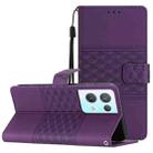 For OPPO Reno8 Pro 5G Diamond Embossed Skin Feel Leather Phone Case with Lanyard(Purple) - 1