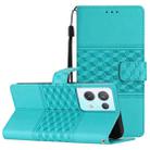 For OPPO Reno8 Pro 5G Diamond Embossed Skin Feel Leather Phone Case with Lanyard(Blue) - 1