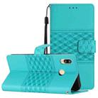 For Honor 10 Lite Diamond Embossed Skin Feel Leather Phone Case with Lanyard(Blue) - 1