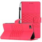 For Huawei P8 Lite Diamond Embossed Skin Feel Leather Phone Case with Lanyard(Red) - 1